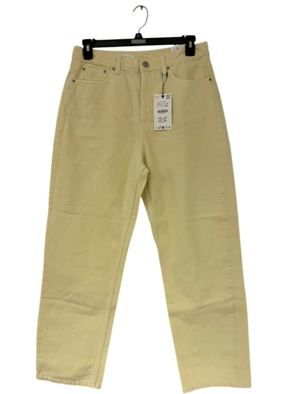 Zara Womens Mom Fit High Waist Jeans EU 44 12 Yellow Regular Length 3607/248 NWT